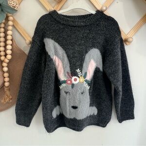 Zara Gray and Pink Girls Sweater with Adorable Bunny Design